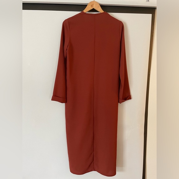 Primark long rust light jacket with gold zipper pocket detail size UK10 - Picture 2 of 3